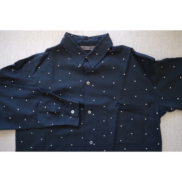 Yohji Yamamoto - 1980s Rayon Embroidered Pin Dot Workshop Shirt - Picture 2 of 16